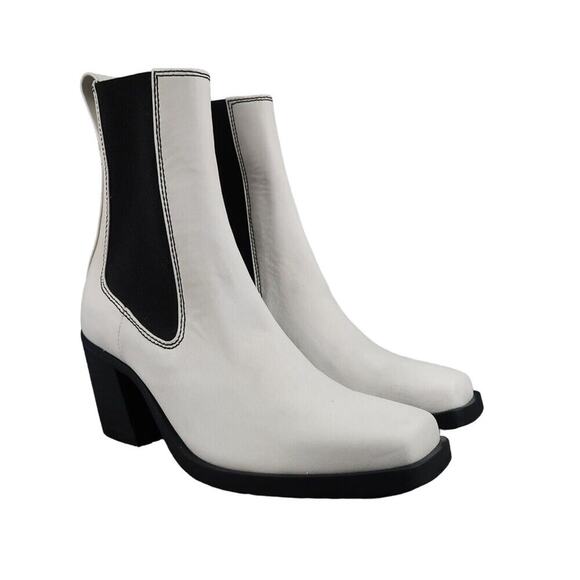 Rag & Bone Shoes Womens 38.5 Boots Fashion Block Heel Leather White Axis Chelsea - Picture 1 of 16